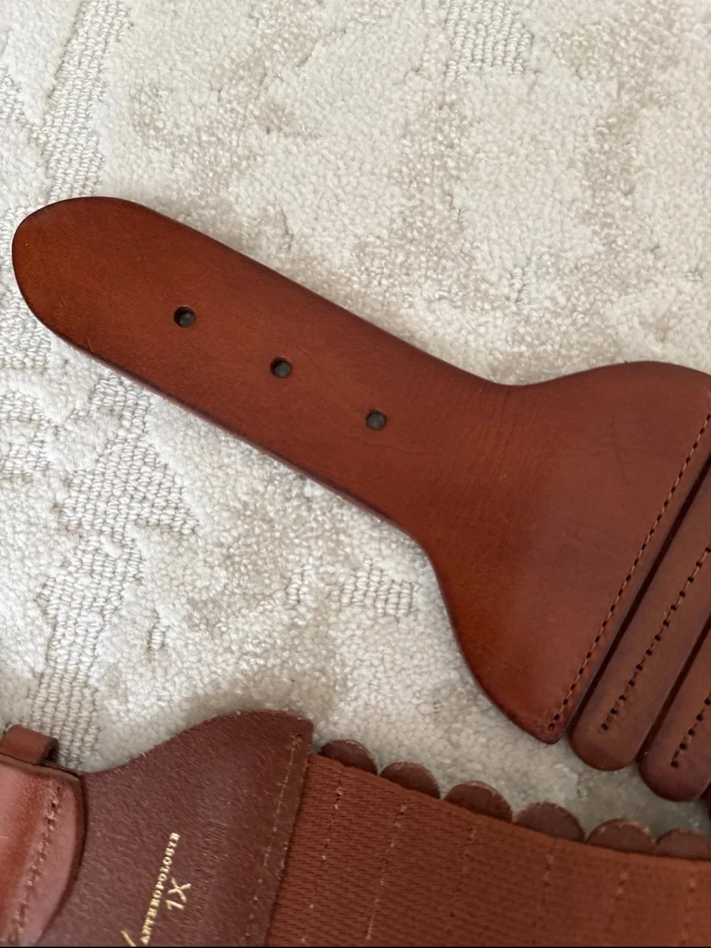 NWT Anthropologie Cognac Leather Stretch Waist Belt 1X